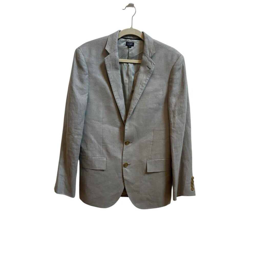 J. Crew‎ Ludlow Blazer Suit Jacket 100% Irish Linen Mens 36S Stone Gray Travel